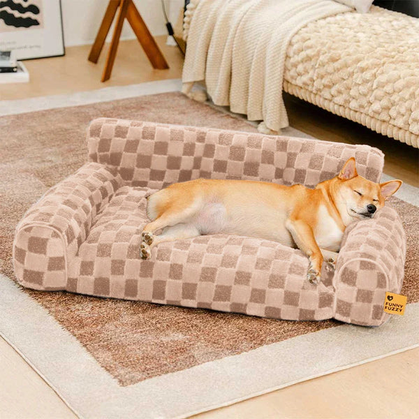 Cama de refugios de perro ortopédico y esponjes removibles a cuadros - Cozynest
