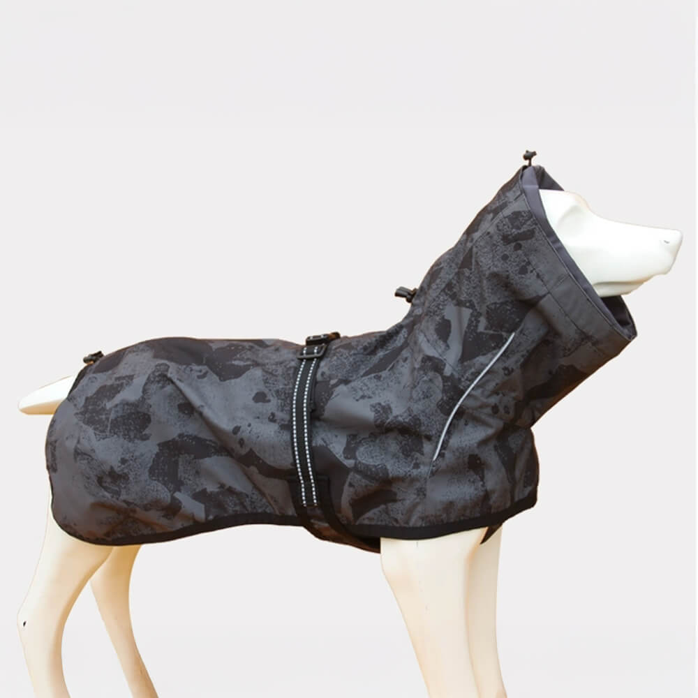 Chubasquero para perros impermeable, resistente al viento y con cuello alto ajustable y camuflaje