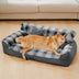 Vintage Plaid Plush Orthopedic Dog Sofa Bed with Pillows - CozyLuxe