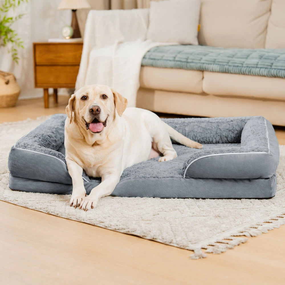 Lit orthopédique pour chien à support complet et étanche amovible