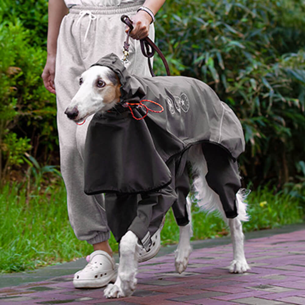 Chubasquero impermeable reflectante para exteriores para perros de cuatro patas con capucha