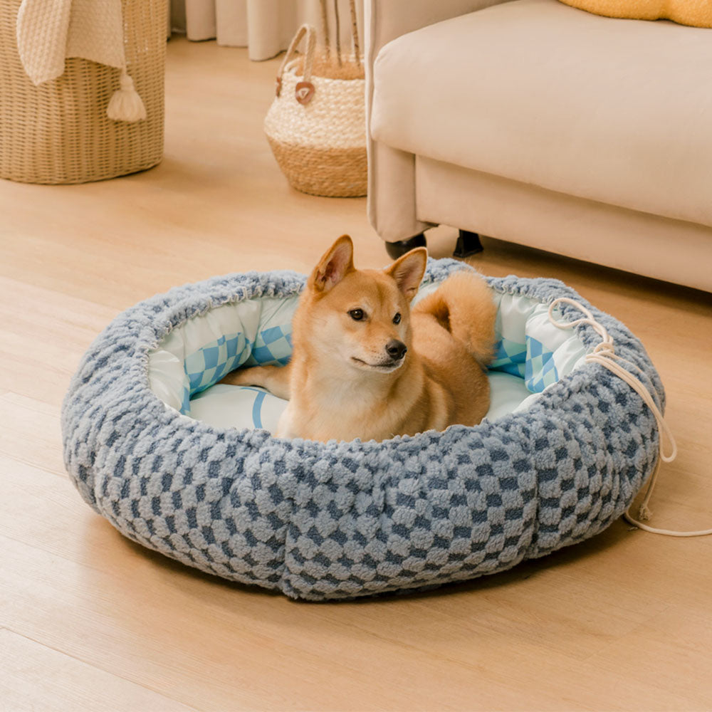 Cama para perros redonda con colchón de refrigeración reversible de doble cara