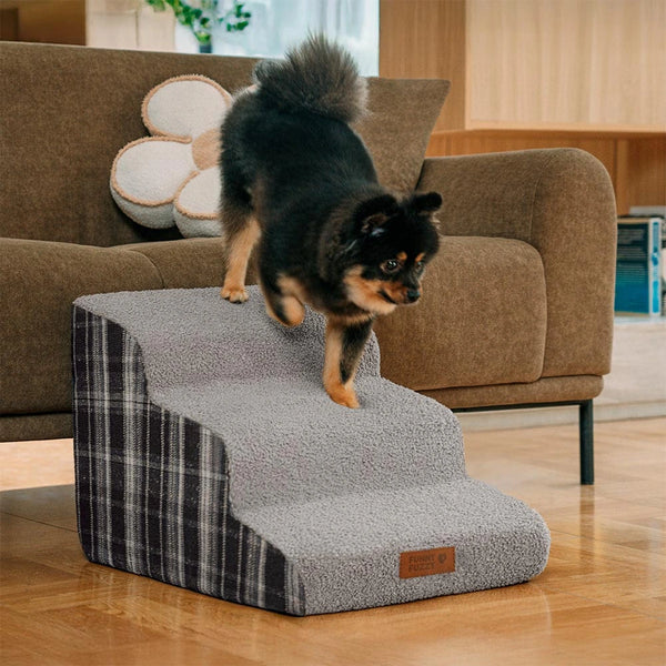 Escaleras de rampa para mascotas extraíbles de esponja de alta densidad a cuadros - COMFYCLIMB