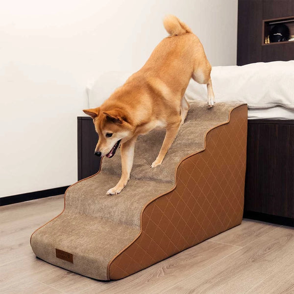 Escaleras de mascotas extraíbles de esponja de alta densidad de cuero de cuero - Luxestep
