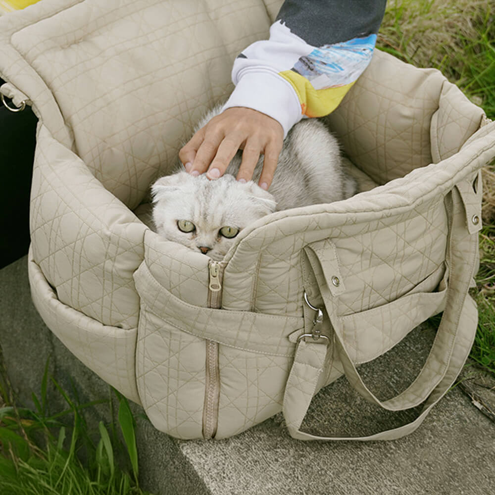 Bolsa de transporte portátil de seguridad multiusos para mascotas, asiento de coche para perros, cama