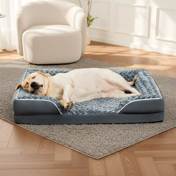 Lit orthopédique pour chien à support complet et étanche amovible