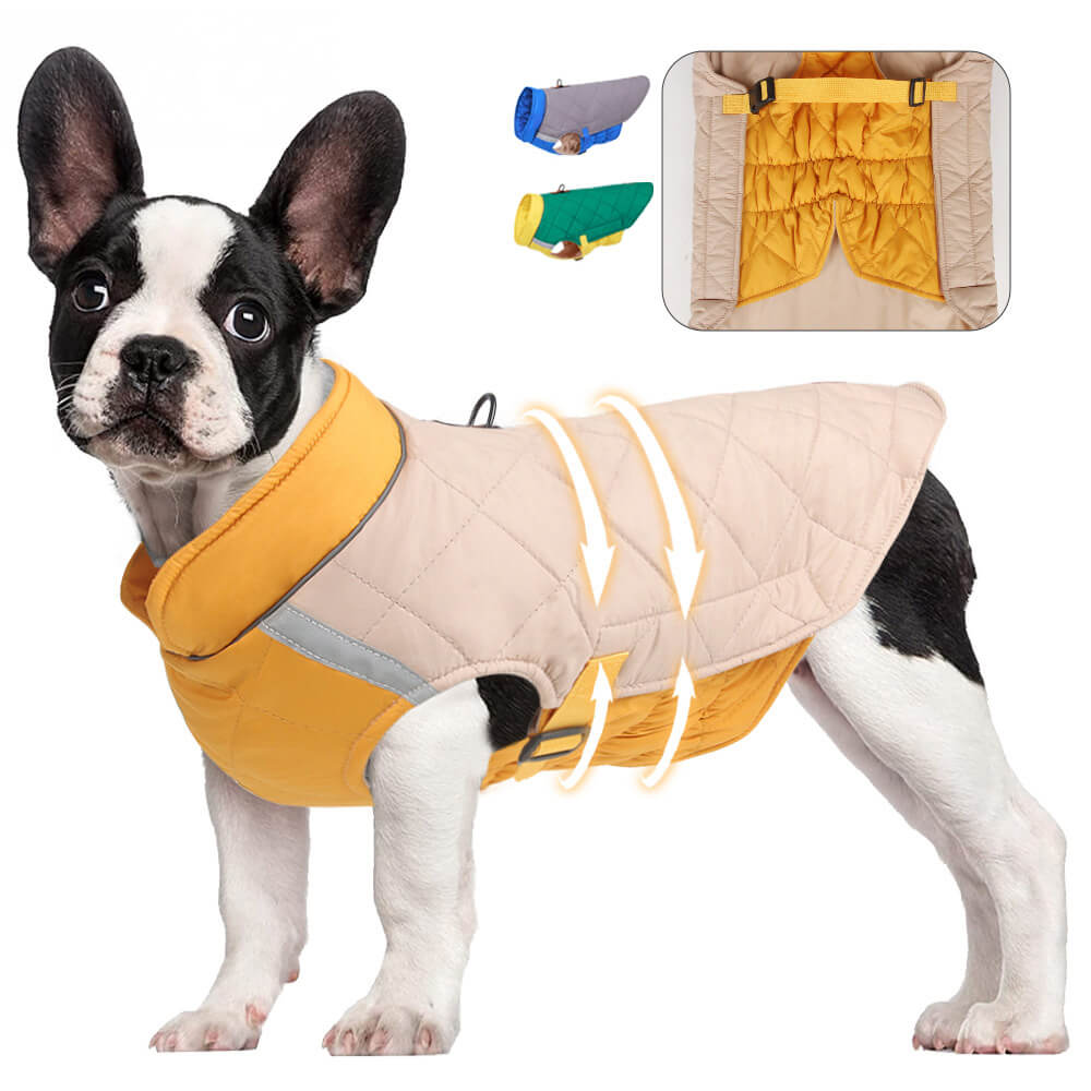 Chaqueta acolchada ajustable para perros: cálida y segura para paseos invernales