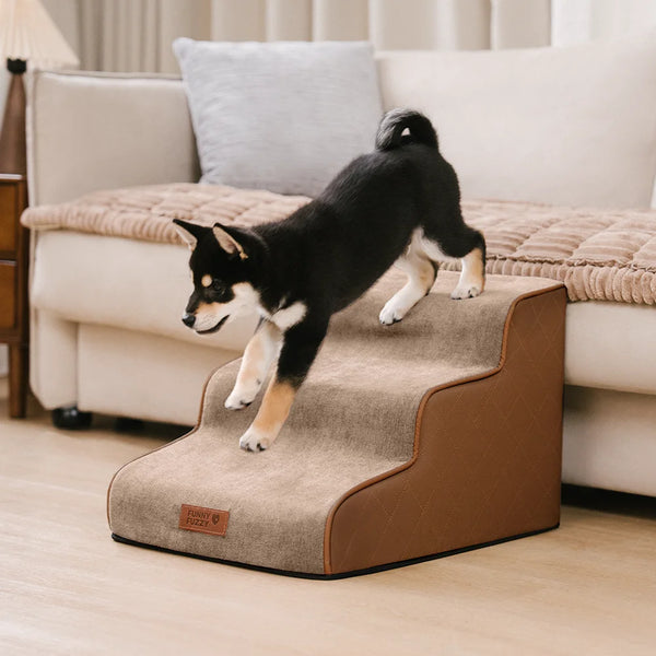 Escaleras de mascotas extraíbles de esponja de alta densidad de cuero de cuero - Luxestep