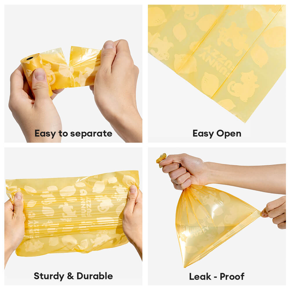Bolsas de caca recicladas duraderas perfumadas de limón - fresco