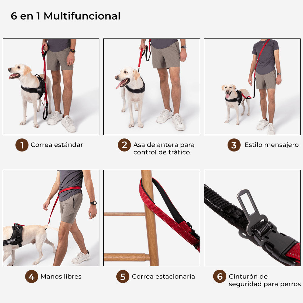 Juego de paseo deportivo para perros | Correa para perro multifunción con manos libres y arnés para perro sin tirones