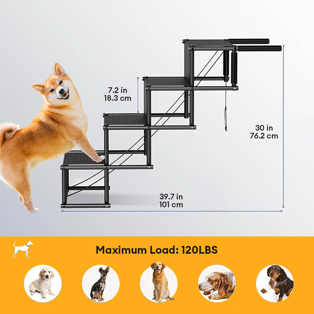 Escalera de coche para perros portátil plegable de 4 pasos antideslizante