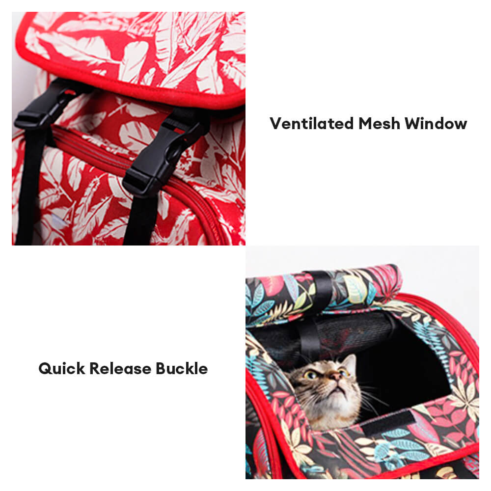 Mochila para gatos de viaje portátil y cómoda con estampado hawaiano a la moda