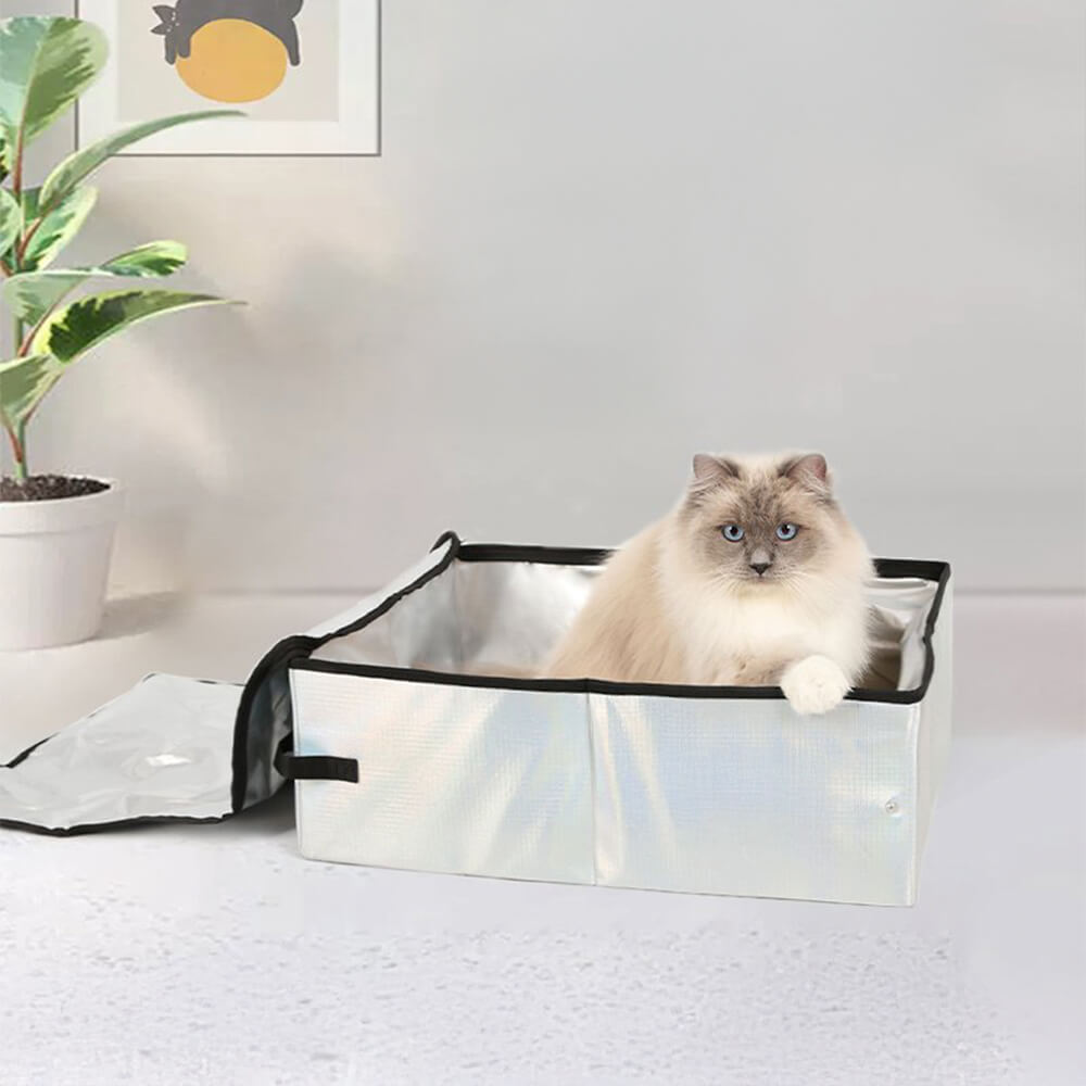 Caja de arena plegable portátil a prueba de agua de aluminio para gatos