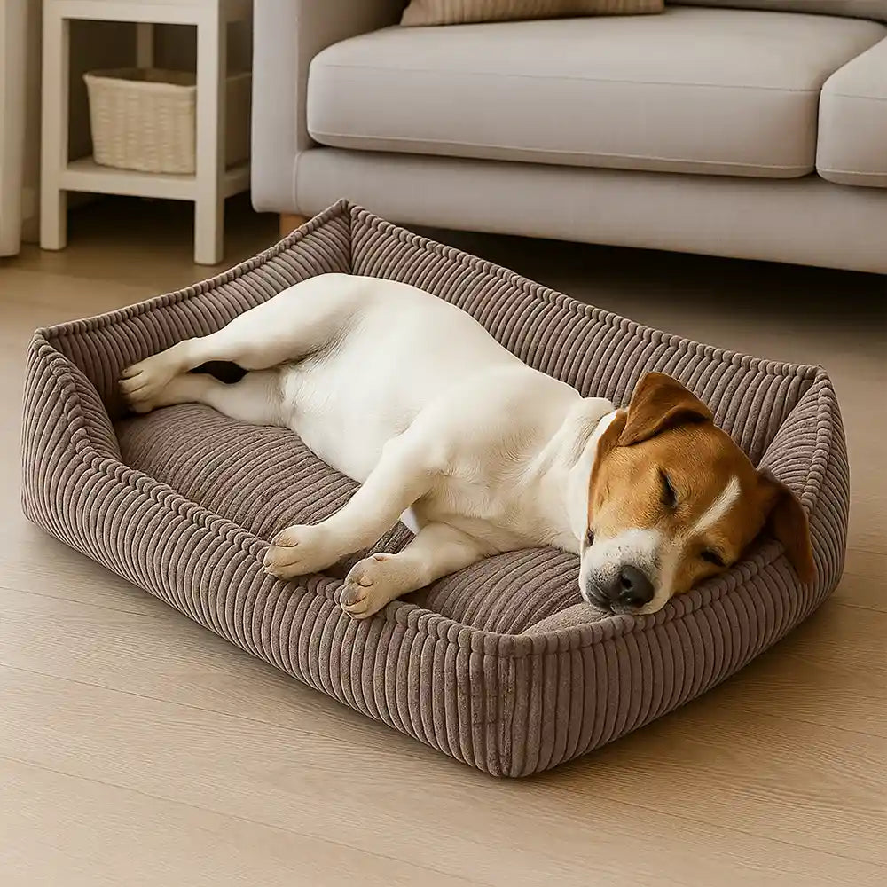 Cama para perros de corduroy duradera y acogedora para todas las estaciones, para perros pequeños y medianos