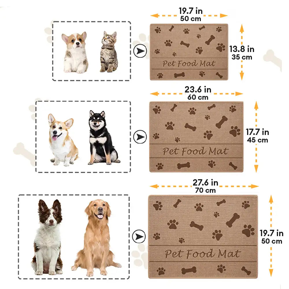 Tazón y hueso patrón de alfombrilla para alimentación de mascotas antideslizante y absorbente para perros y gatos