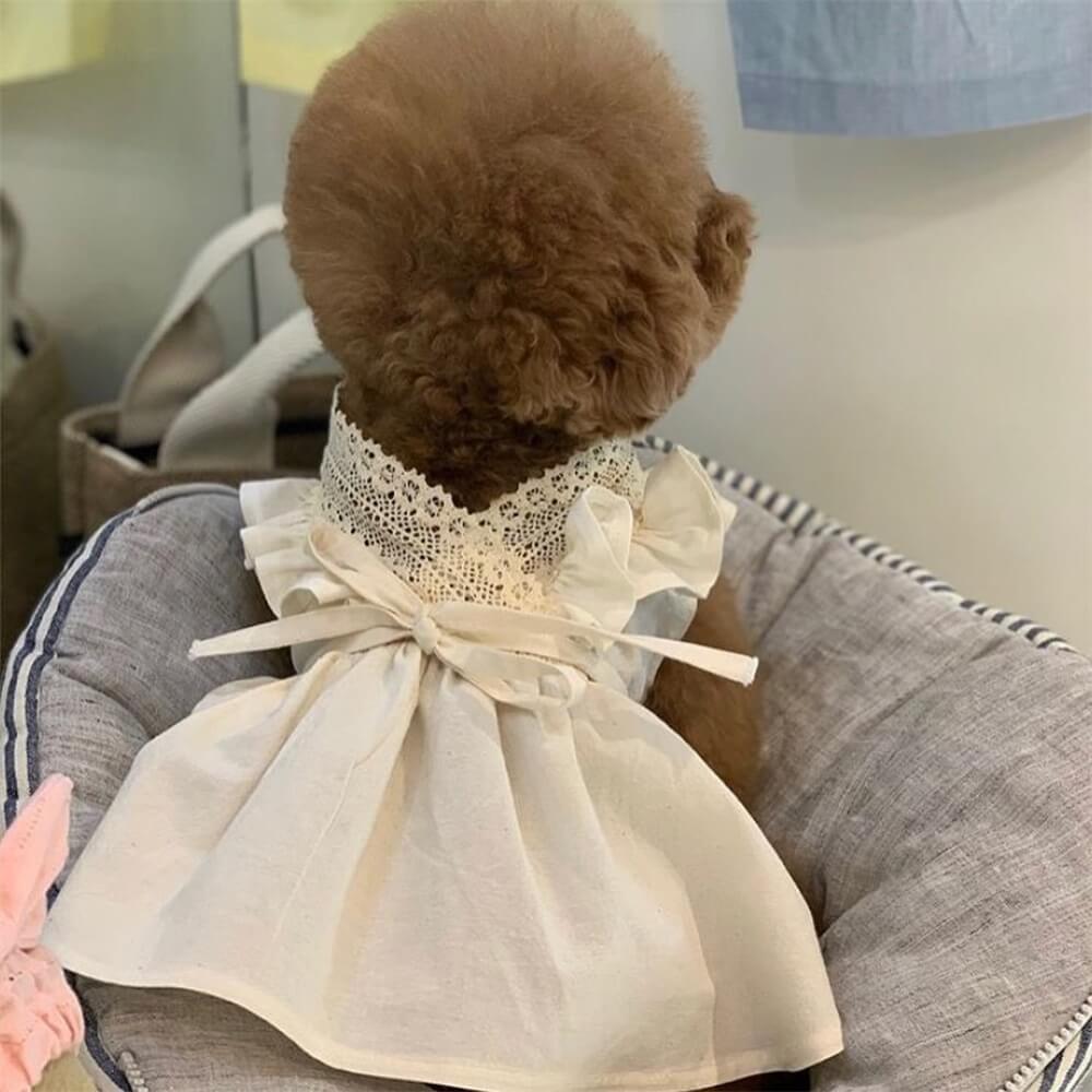 Elegante vestido con lazo de encaje para perros pequeños y medianos: ¡perfecto para ocasiones especiales!