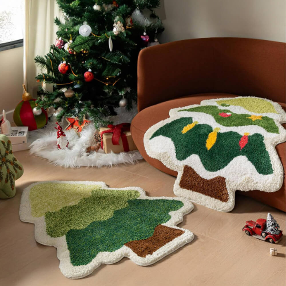 Paquete de Alfombra decorativa antideslizante multiusos para el hogar de gran superficie con diseño de Feliz Navidad-3 pzas