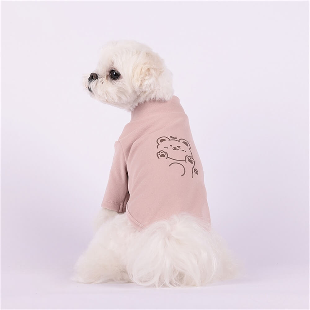 Bonita camiseta con estampado de oso para perro: suave y elegante para una comodidad diaria