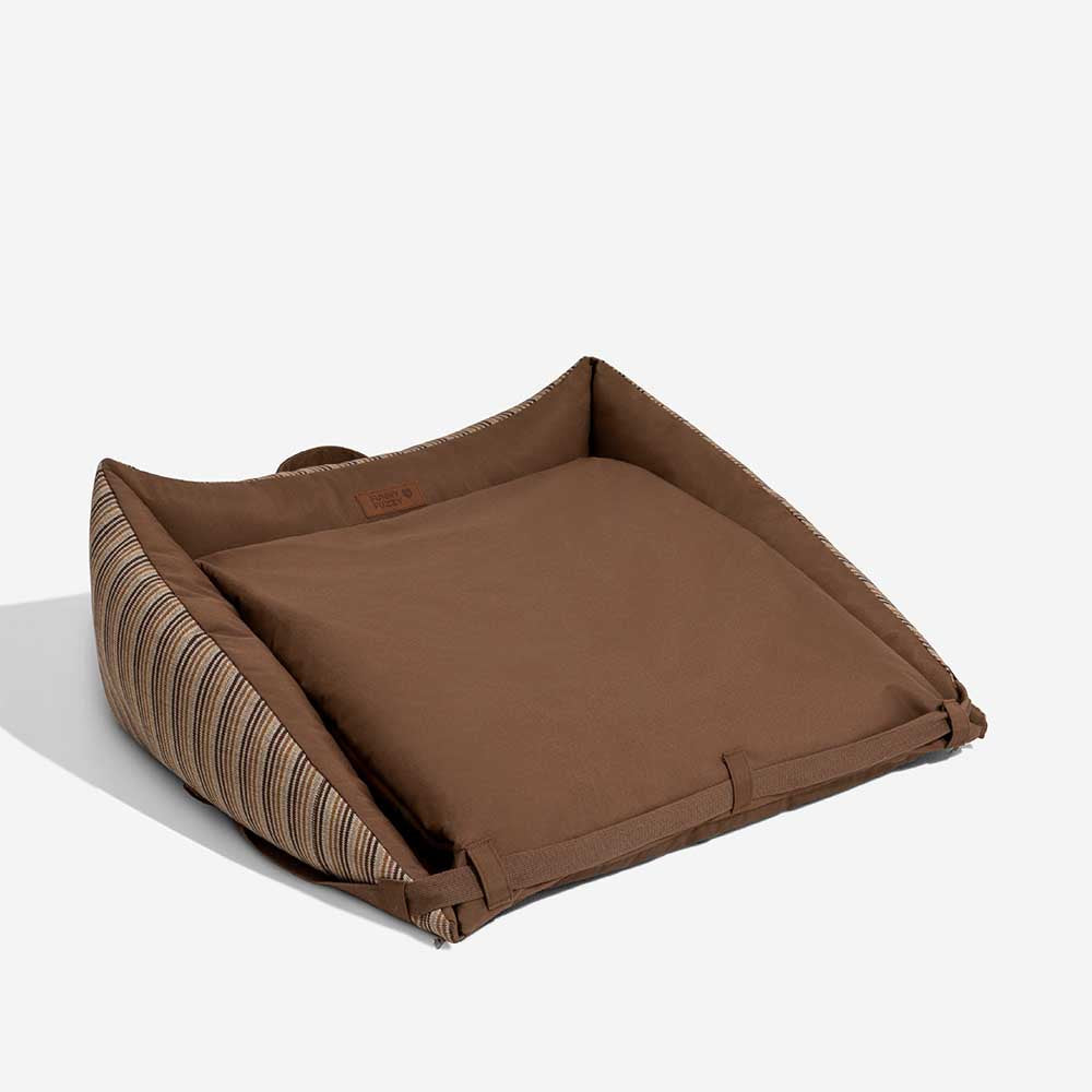 Cama para perro de sofá plegable y lavable de rayas naturales - Sofá para cachorro Mocca