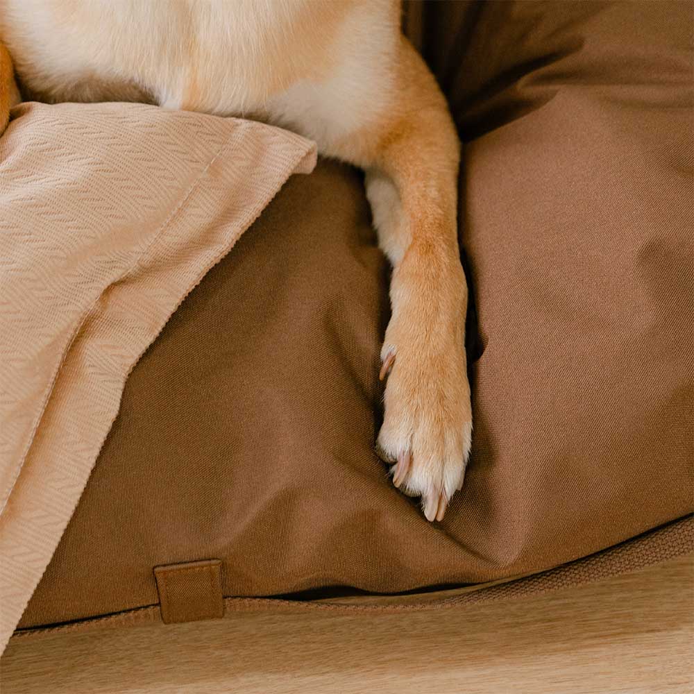 Cama para perro de sofá plegable y lavable de rayas naturales - Sofá para cachorro Mocca