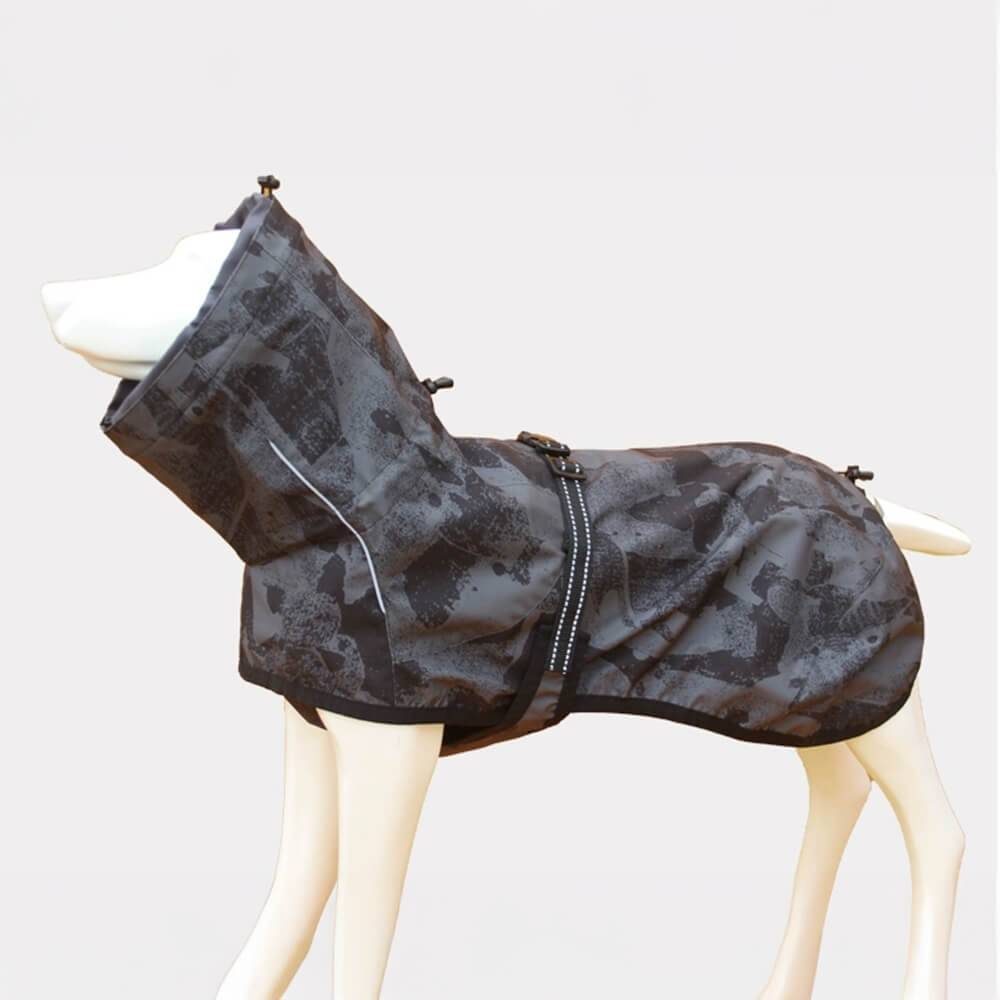 Chubasquero para perros impermeable, resistente al viento y con cuello alto ajustable y camuflaje