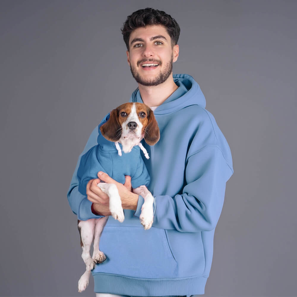 Sudadera con capucha de color sólido para combinar con el perro y su dueño