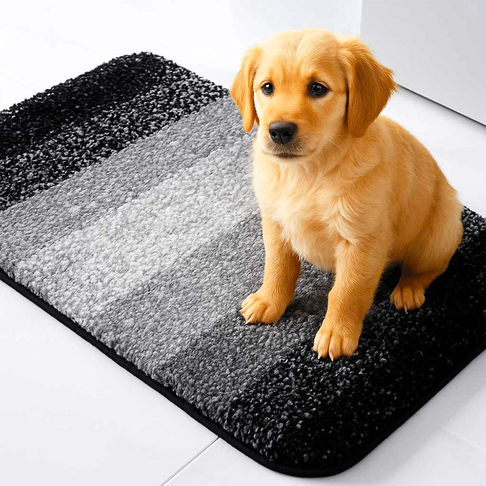 Alfombra de entrada gruesa, absorbente, antideslizante y de secado rápido para mascotas y patas embarradas.