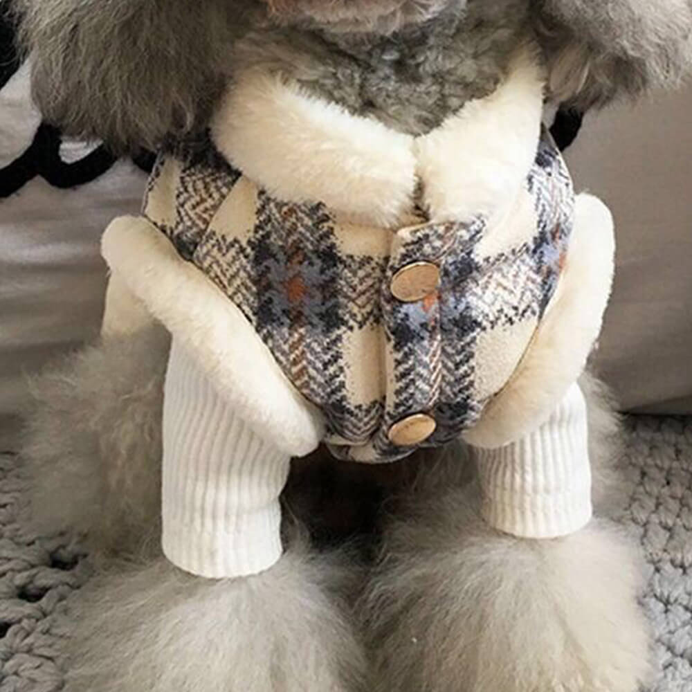 Chaqueta para perros de lana de vellón a cuadros: una chaqueta de invierno cálida y elegante