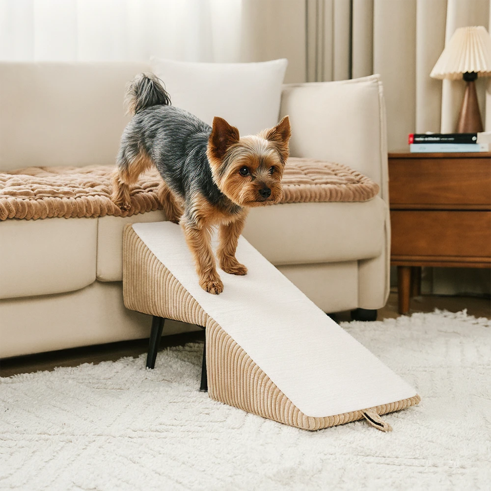 3-in-1 Comfy Corduroy Reinforced Alloy Pet Ramp & Side Stool – StepSure