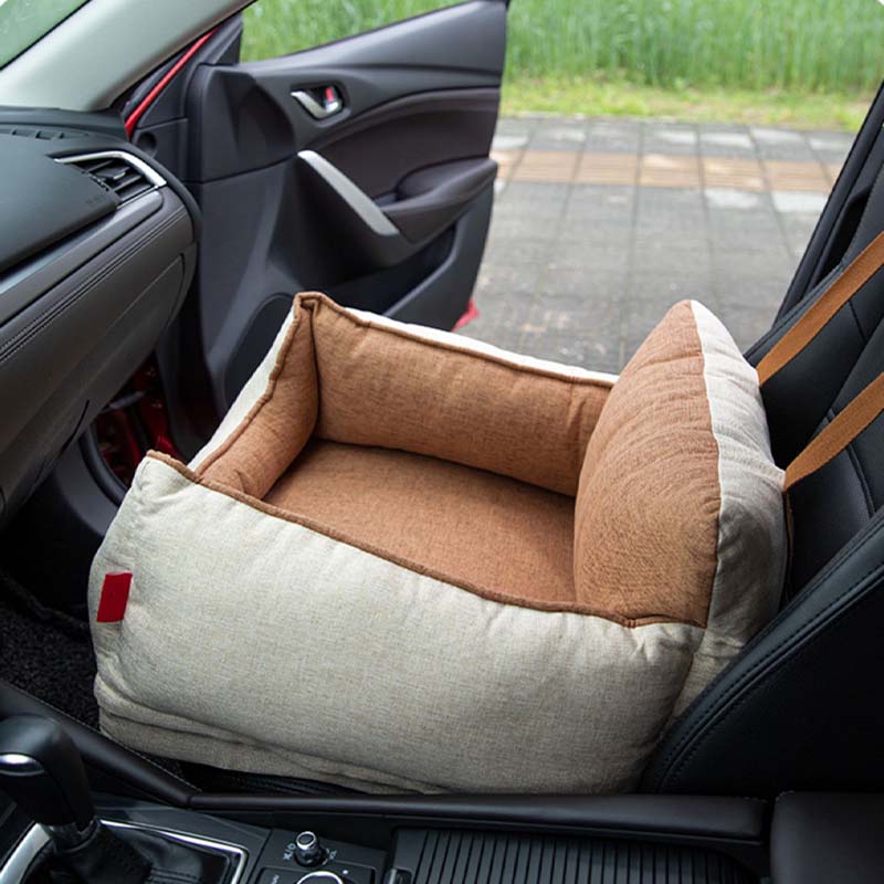 Cama para asiento de coche para perros de seguridad impermeable color café claro