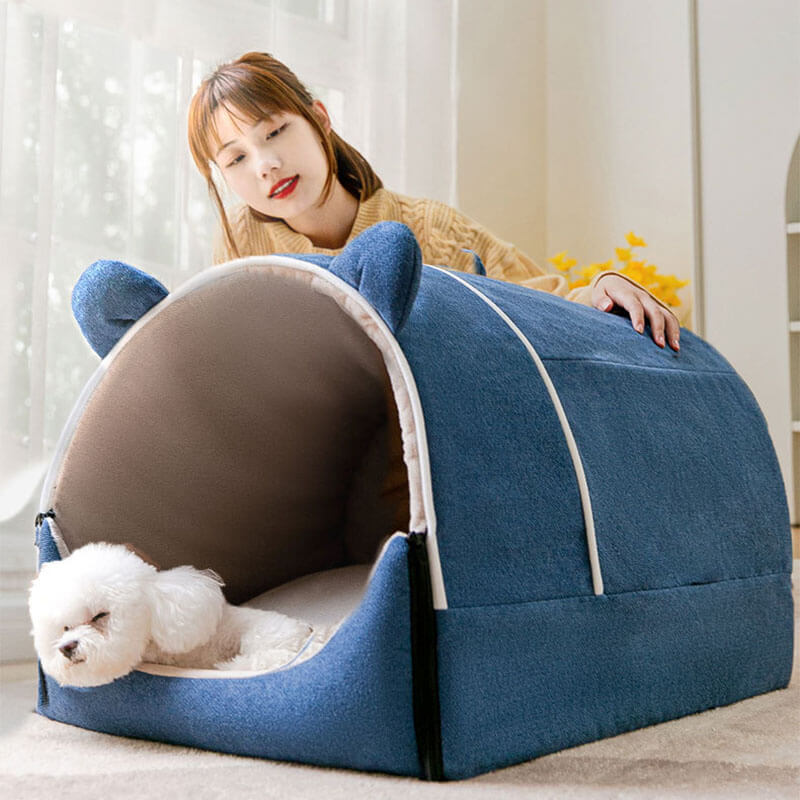 2 en 1 lindas orejas de oso removible casa para perros