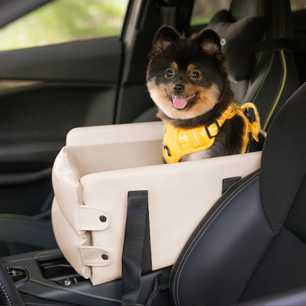 Asiento de perro para automóvil de consola central impermeable de imitación de cuero portátil para viajar