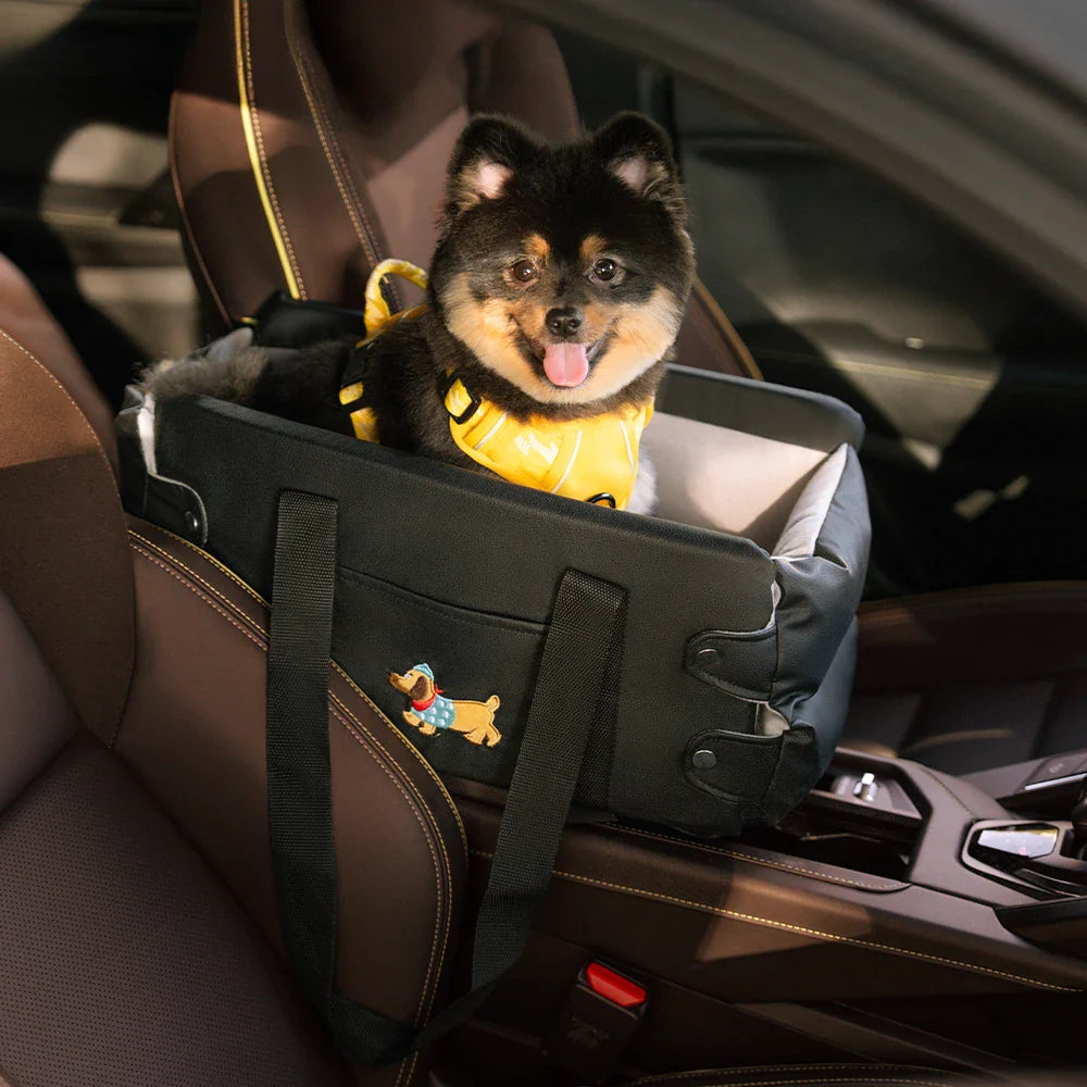 Asiento de perro para automóvil de consola central impermeable de imitación de cuero portátil para viajar