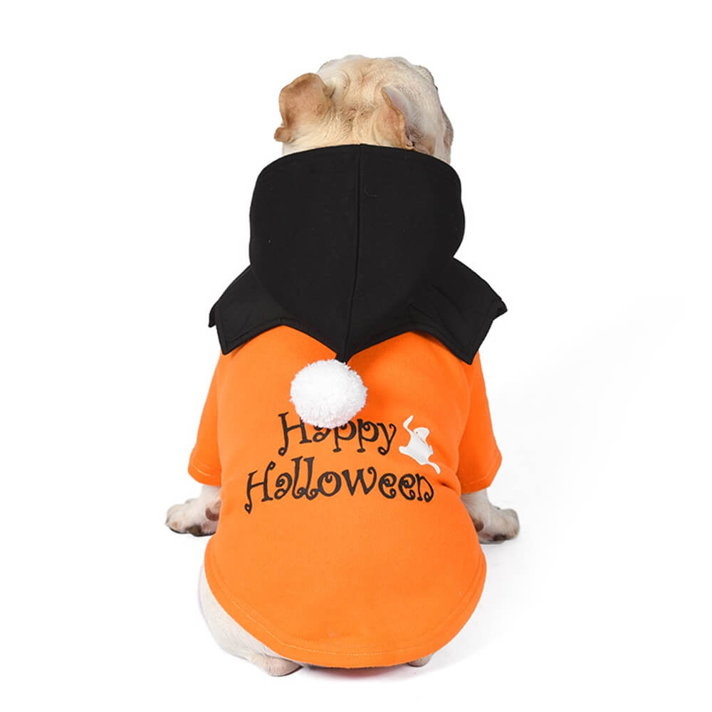 Suéter y chal divertidos de dos piezas con diseño de calabaza de Halloween para perros