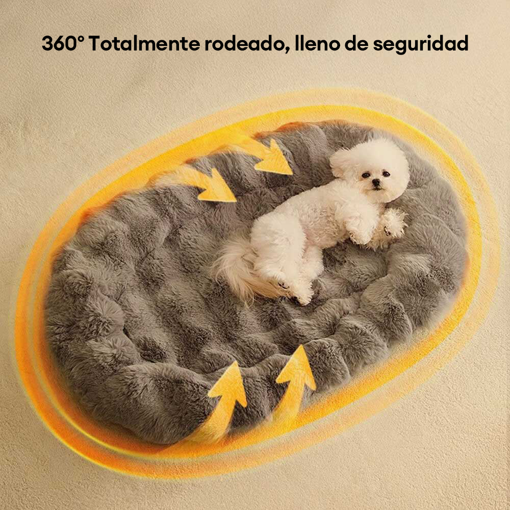 Esterilla multifuncional para perros y gatos con soporte de esponja de piel sintética de conejo elíptica