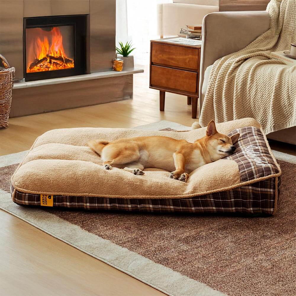 Cama ortopédica rectangular extragrande y lavable para perros, de peluche y esponjoso - Night-night