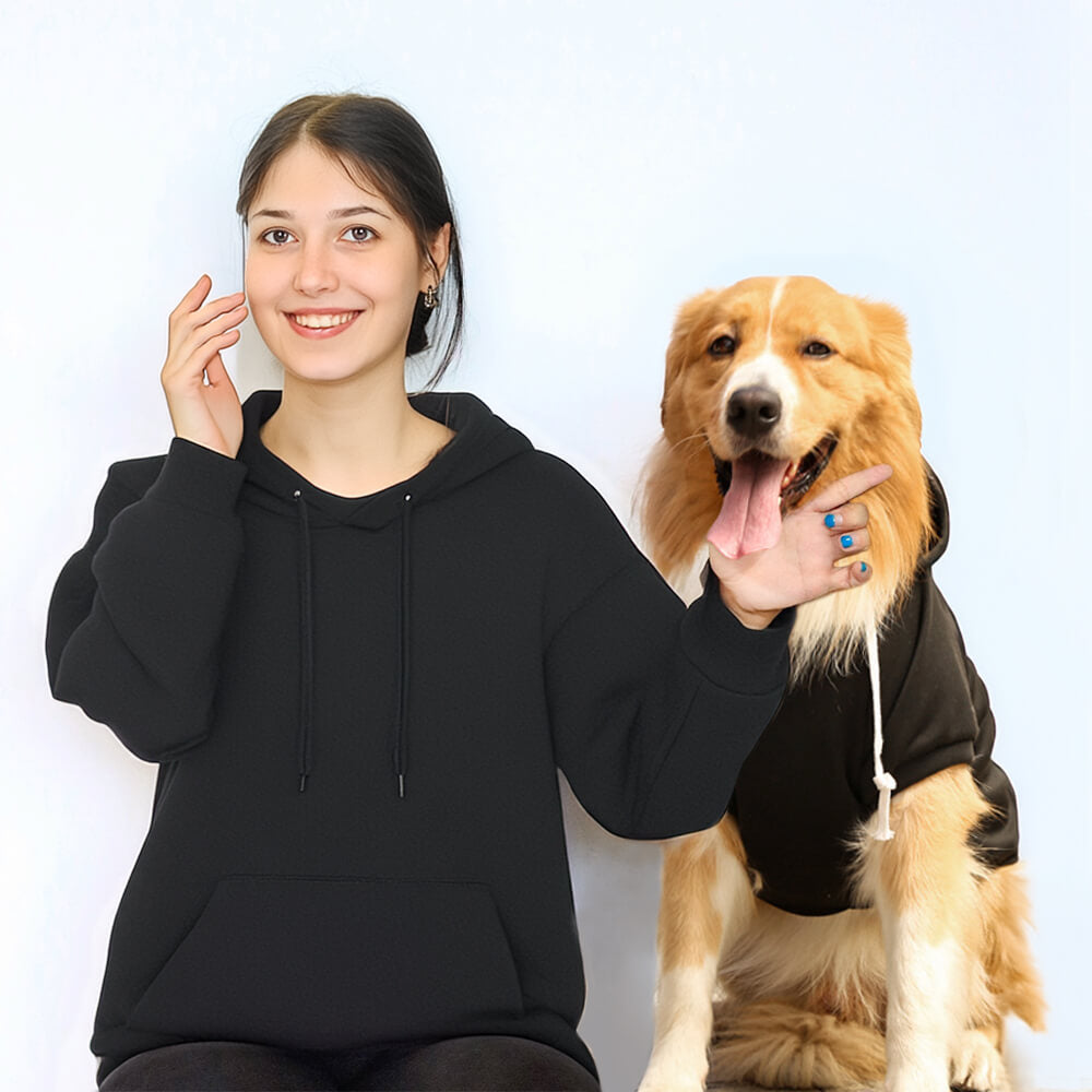 Sudadera con capucha de color sólido para combinar con el perro y su dueño