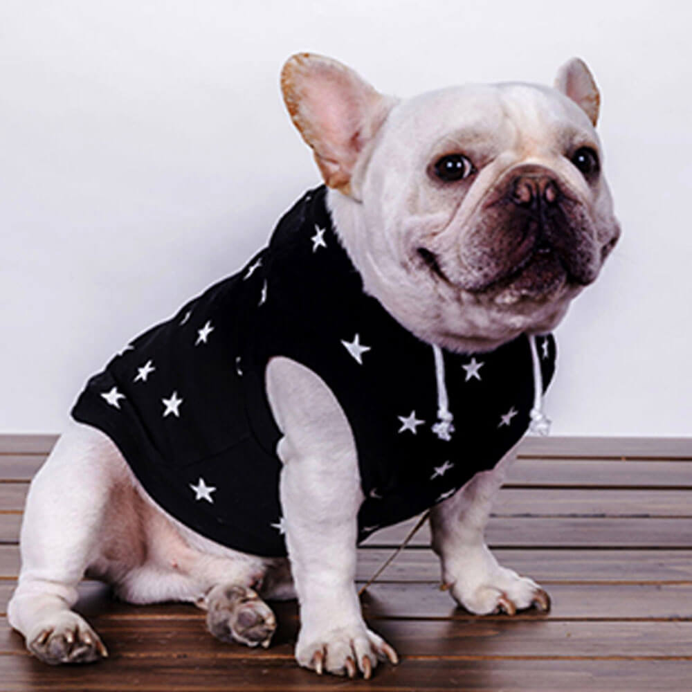 Nueva Sudadera con capucha para mascotas de otoño e invierno, ropa para perros pequeños y medianos, Sudadera con capucha sin mangas con patrón de estrella