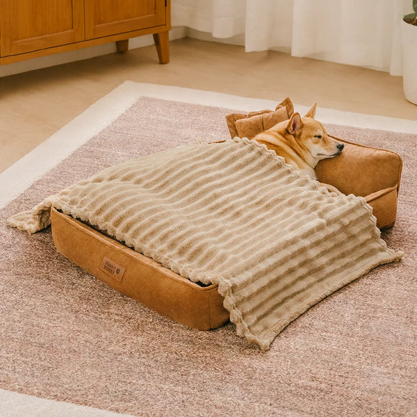 Cama de perro lavable de doble cara retro ante con almohada-Sweetdream