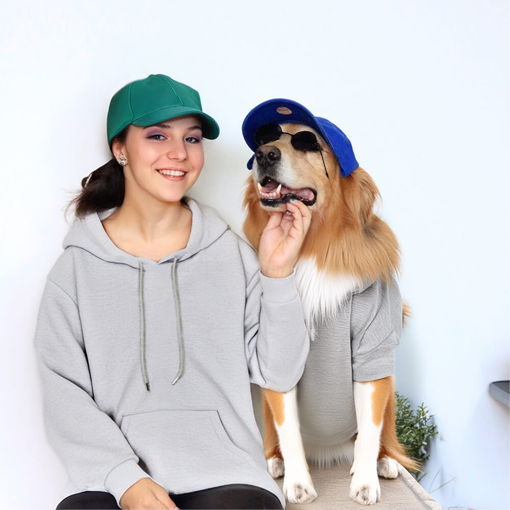 Sudadera con capucha de color sólido para combinar con el perro y su dueño