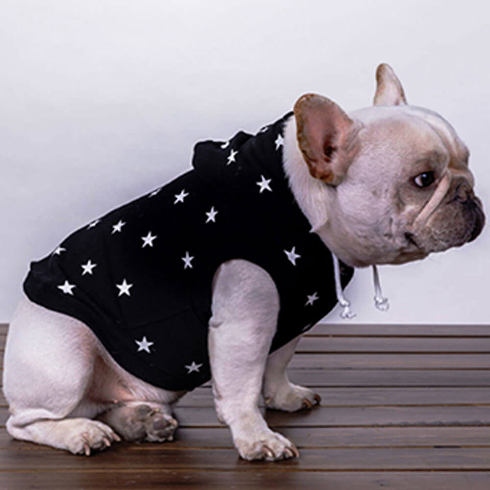 Nueva Sudadera con capucha para mascotas de otoño e invierno, ropa para perros pequeños y medianos, Sudadera con capucha sin mangas con patrón de estrella