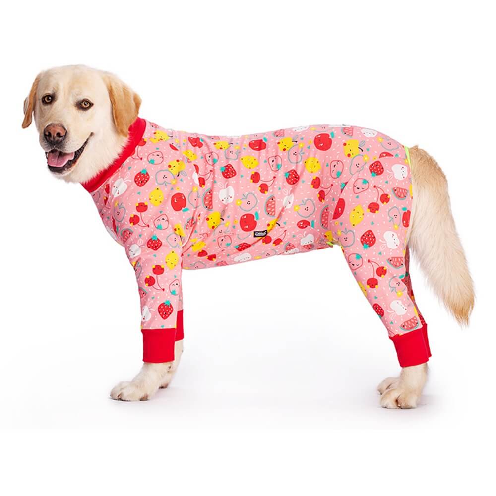 Ropa para perros grandes: pijama de cuatro patas fino y con barriga completa