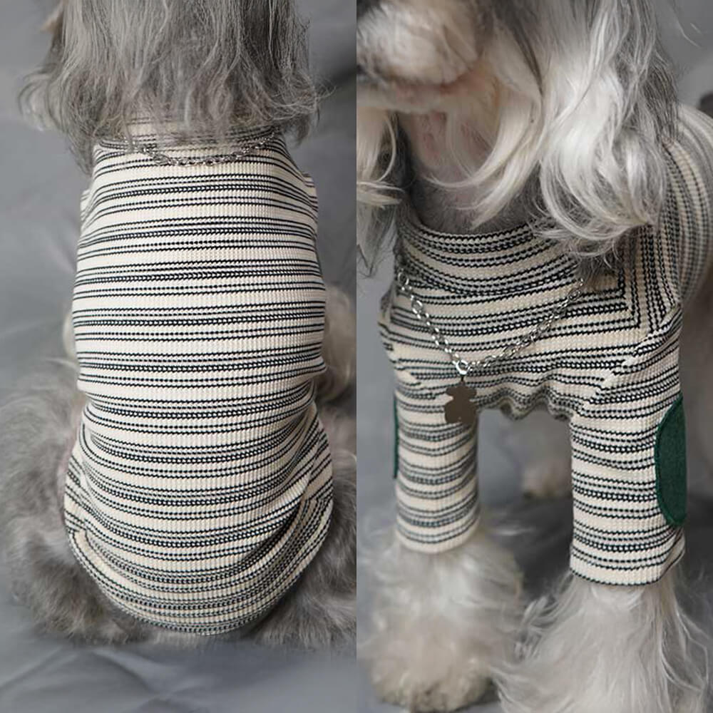 Suéter de punto elástico y cálido con rayas elegantes de Vinage para perros