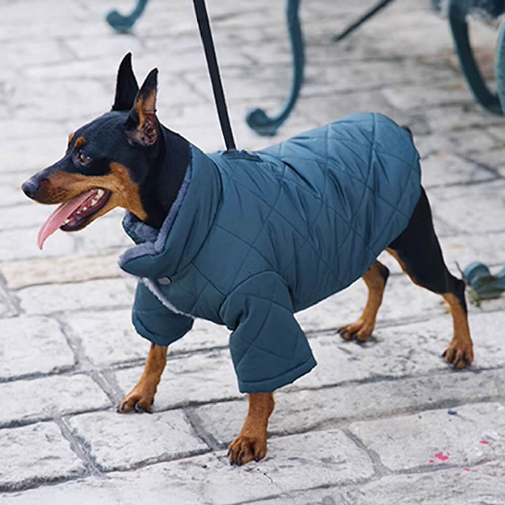 Abrigo para perros con cuello alto y botones a presión de piel sintética, cálido y acogedor