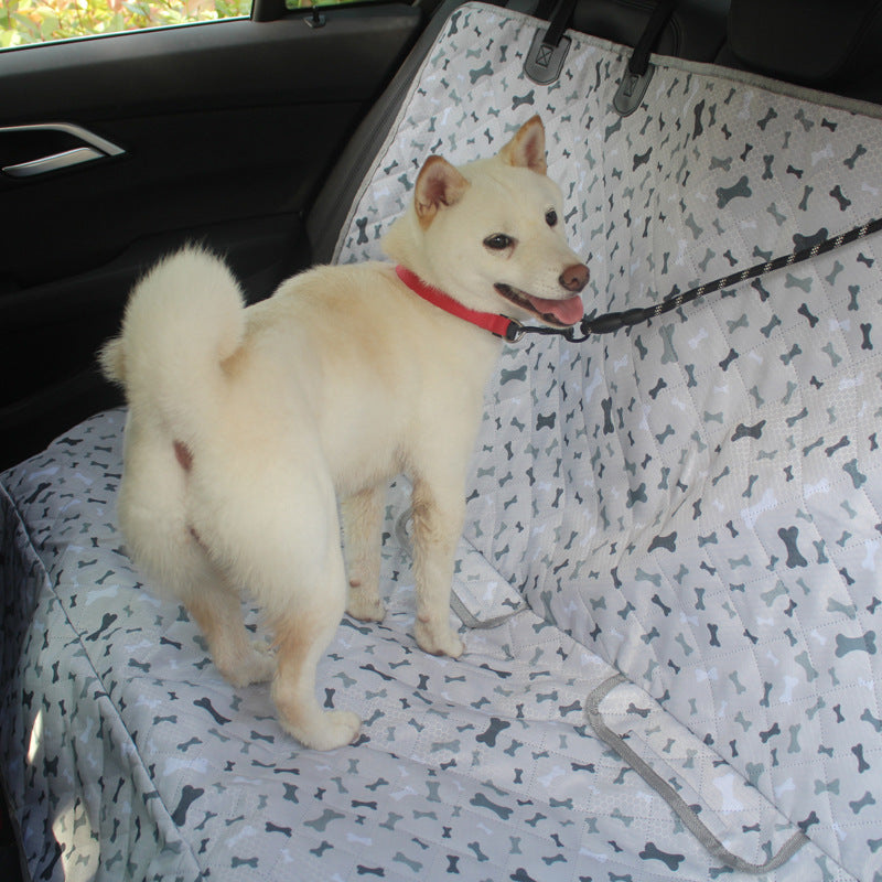Funda para asiento de coche para perros de tamaño doble de tela Oxford con patrón de huesos