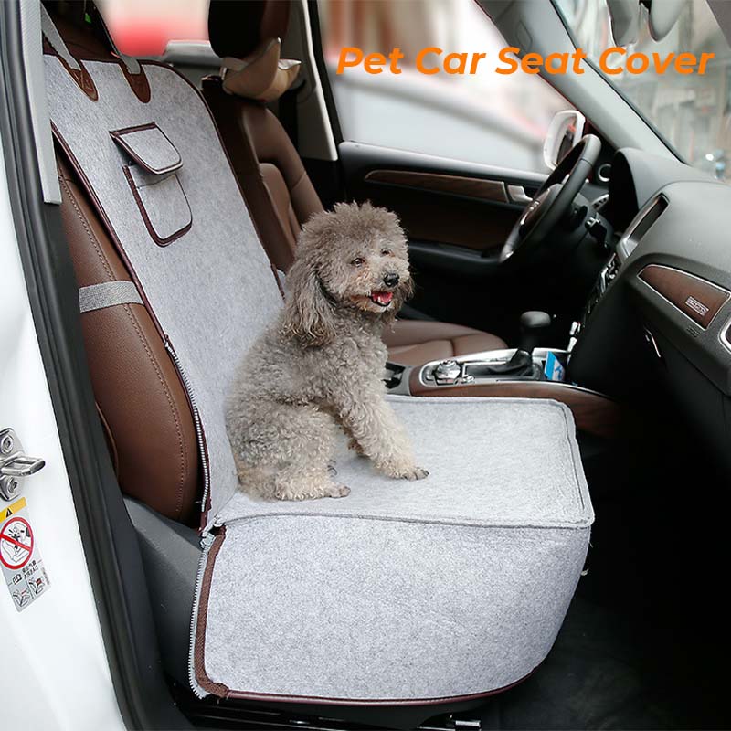 Cama con funda para asiento de coche para perros de tela de fieltro natural