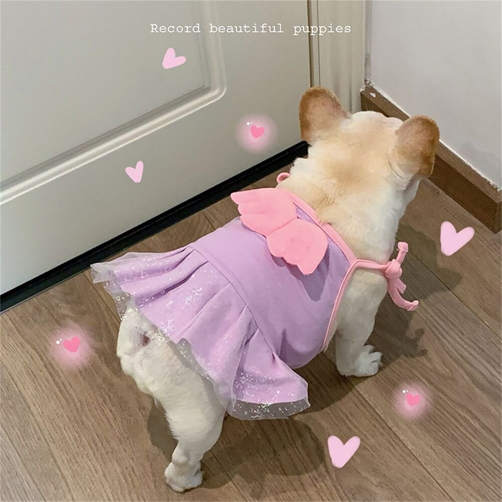 Adorable vestido de perro con alas de ángel: perfecto para ocasiones especiales