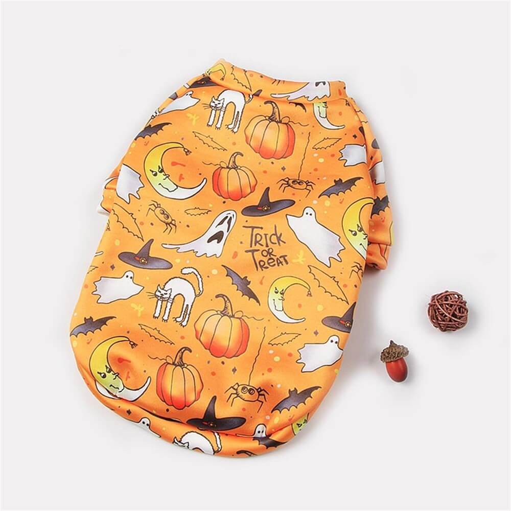 Disfraz de Halloween para mascota con estampado de peluche | Diseño cálido de calabaza y fantasma para otoño e invierno