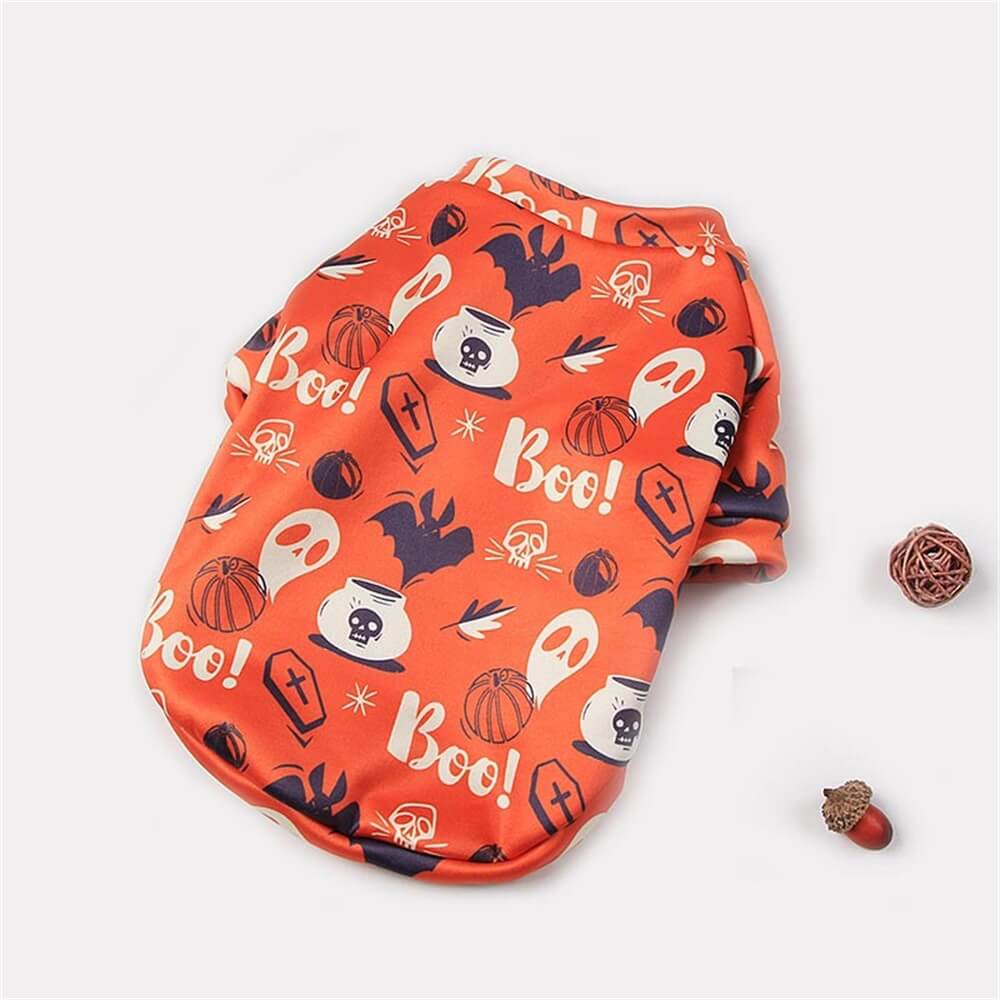 Disfraz de Halloween para mascota con estampado de peluche | Diseño cálido de calabaza y fantasma para otoño e invierno