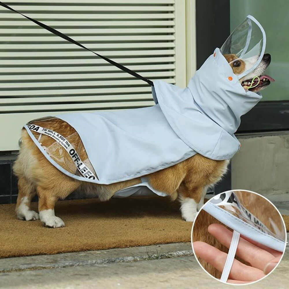 Chubasquero Impermeable para Perros con Banda Abdominal Completa y Ala Grande Transparente